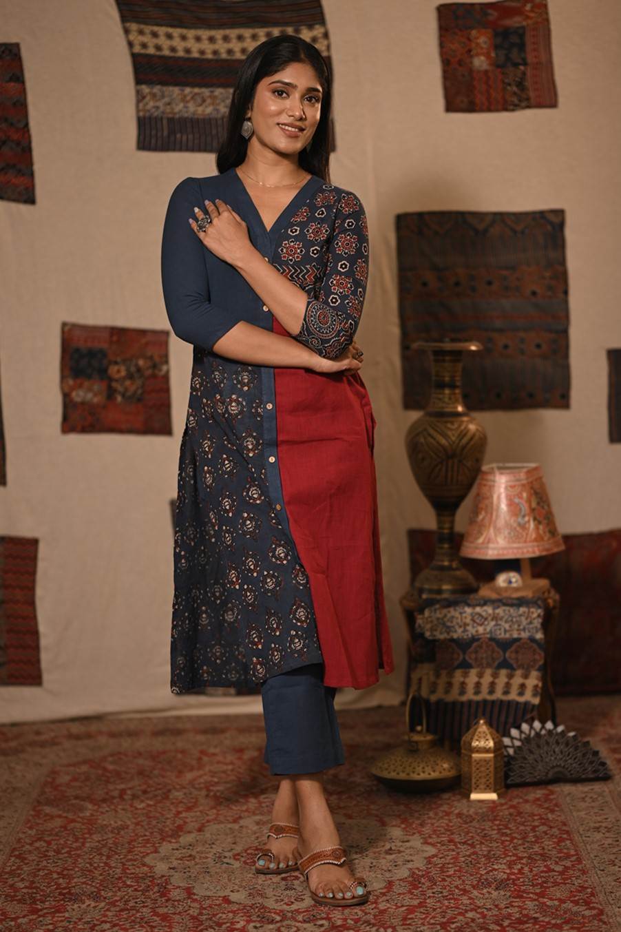 Blue Red Plian & Patch Co Ordset