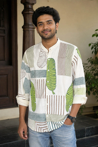 Offwhite Full Sleeve with Banana Leaf Print
