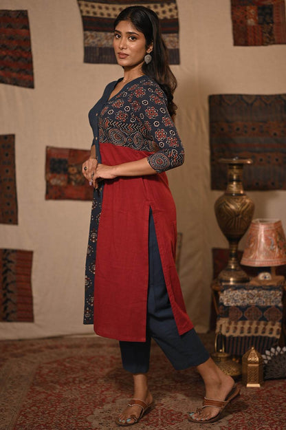 Blue Red Plian & Patch Co Ordset