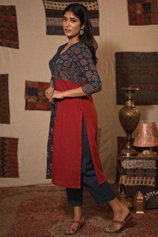 Blue Red Plian & Patch Co Ordset