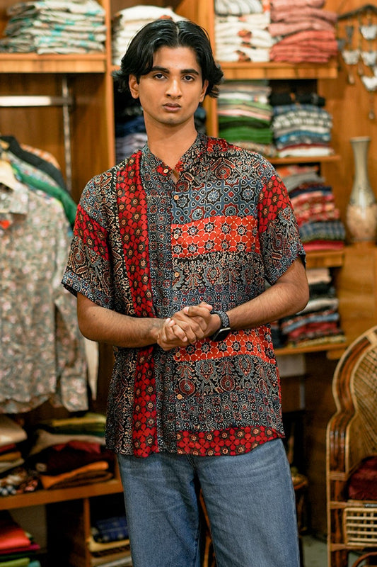 Ajrakh Printed Modal Patch Shirt