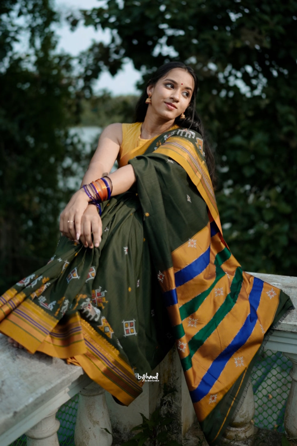Dark Green Narayanpet Saree