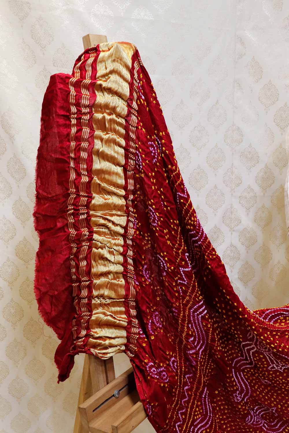 Gajji Silk Bandhini Red Colour Dupatta