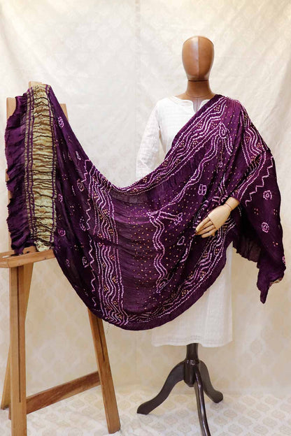 Modal Silk Shaded Bandhini Purple Dupatta