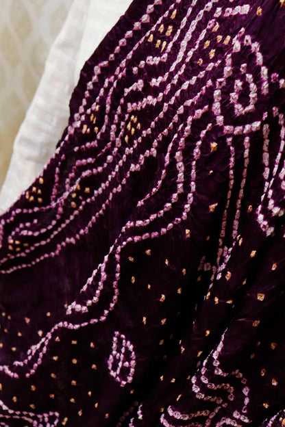 Modal Silk Shaded Bandhini Purple Dupatta