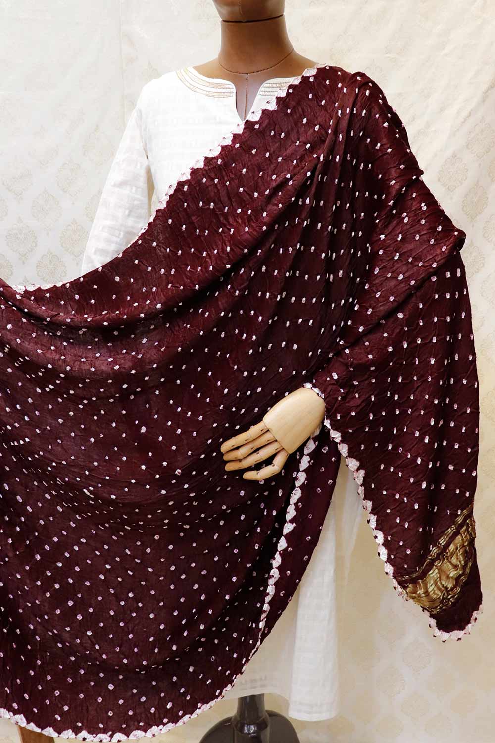 Modal Silk Dark Maroon Base Tissue Pallu