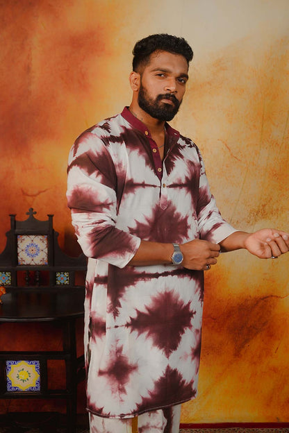 Shibori Brown Long Kurta