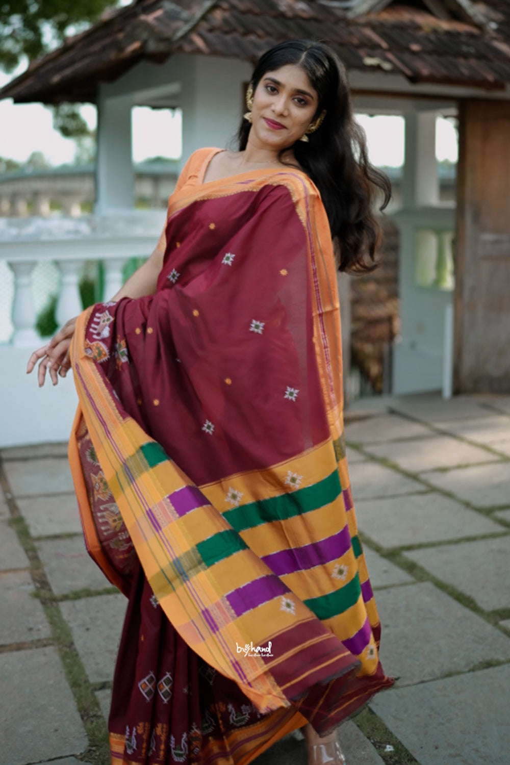 Maroon Narayanpet Saree