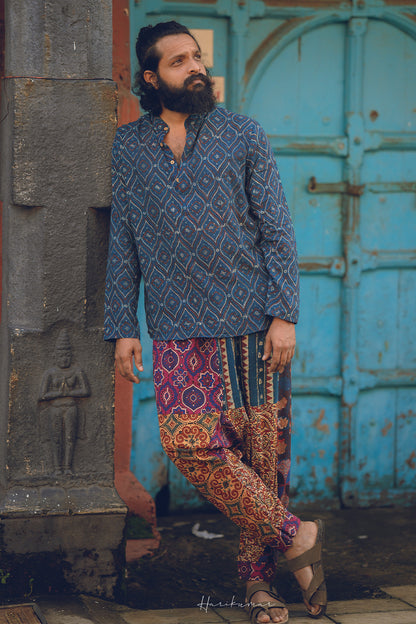 Blue Ajrakh Short Kurta