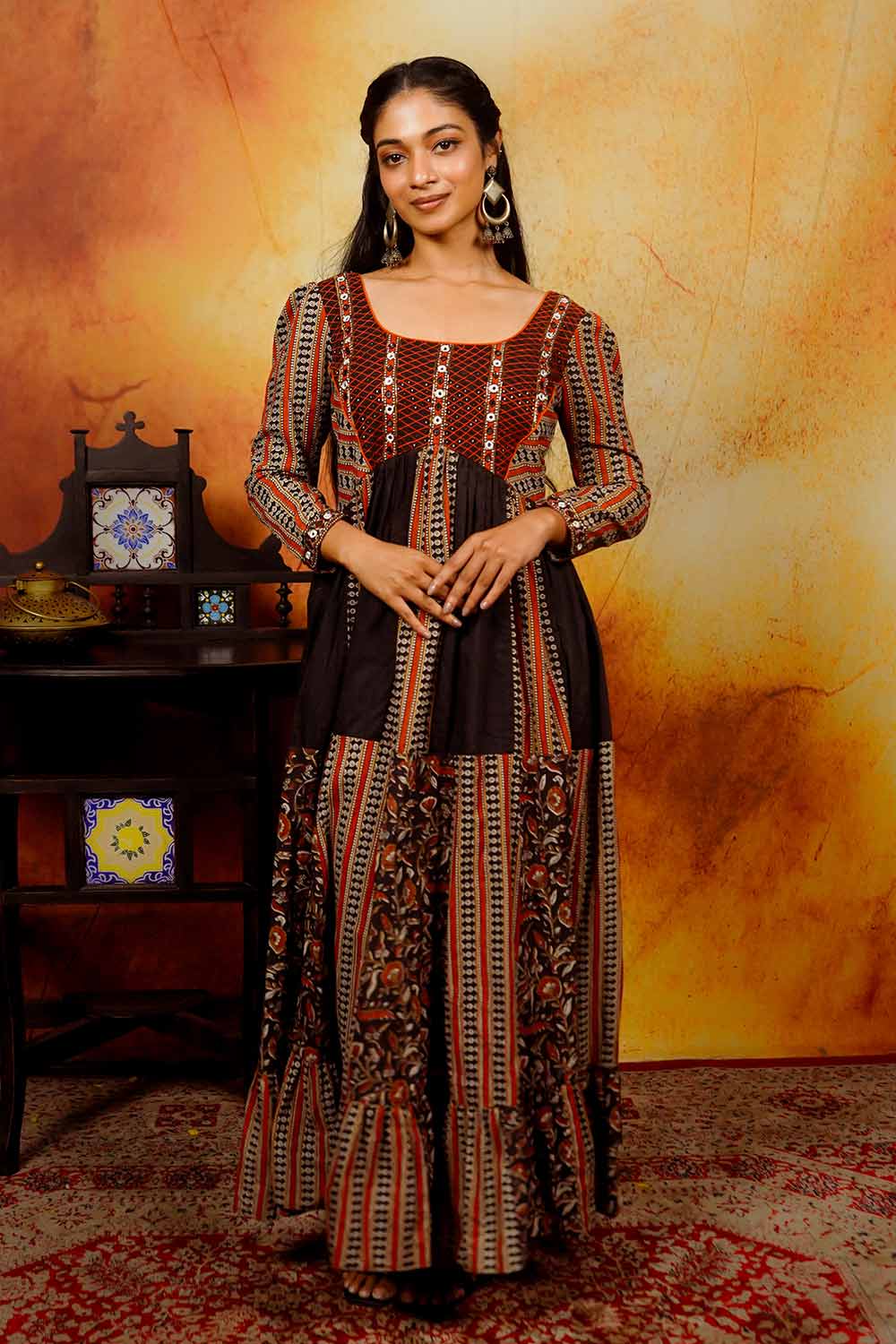 Black & Red Kalamkari Anarkali