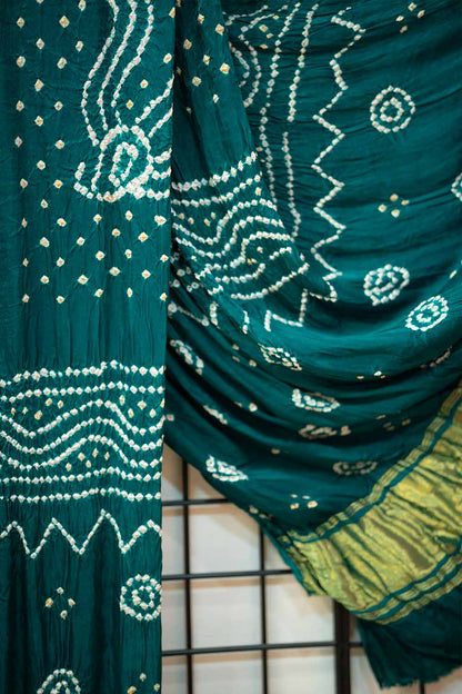 Modal Silk Green Bandhini Dupatta