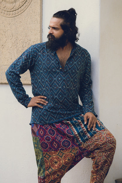 Blue Ajrakh Short Kurta