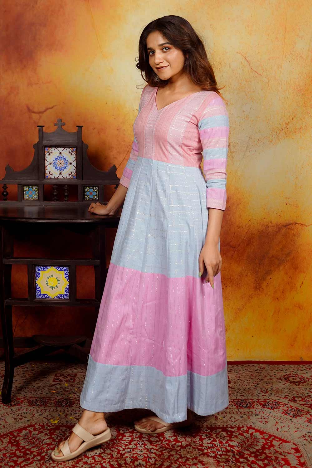 Pastel Pink & Blue Anarkali