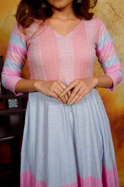 Pastel Pink & Blue Anarkali