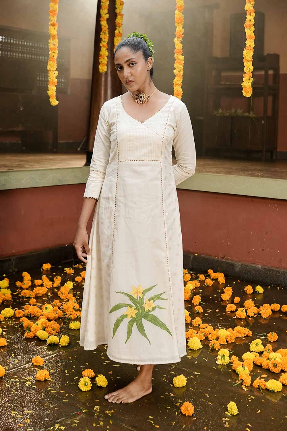 Off-White Nilapana A-line Kurti