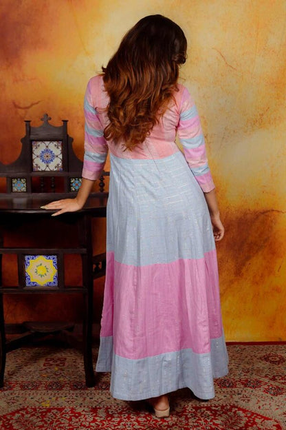 Pastel Pink & Blue Anarkali