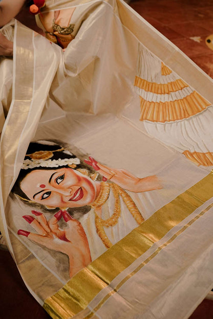 Offwhite Saree with Mohiyiniyattam Tissue Saree