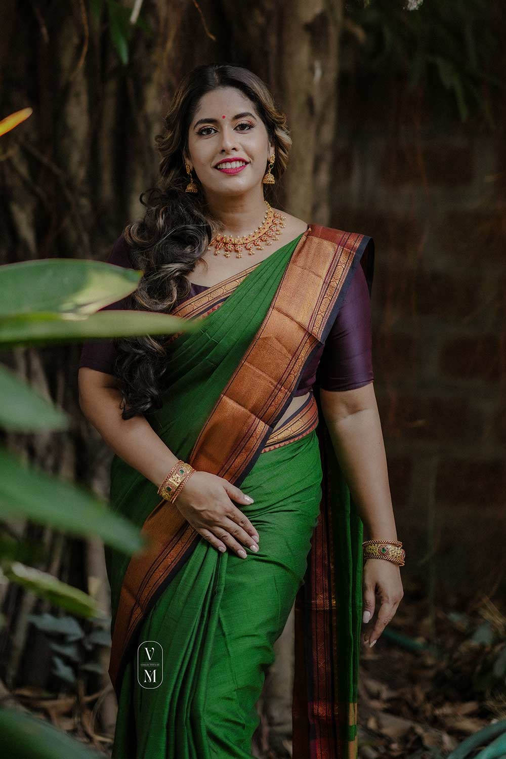 Narayanpet Handloom Peacock Green Saree