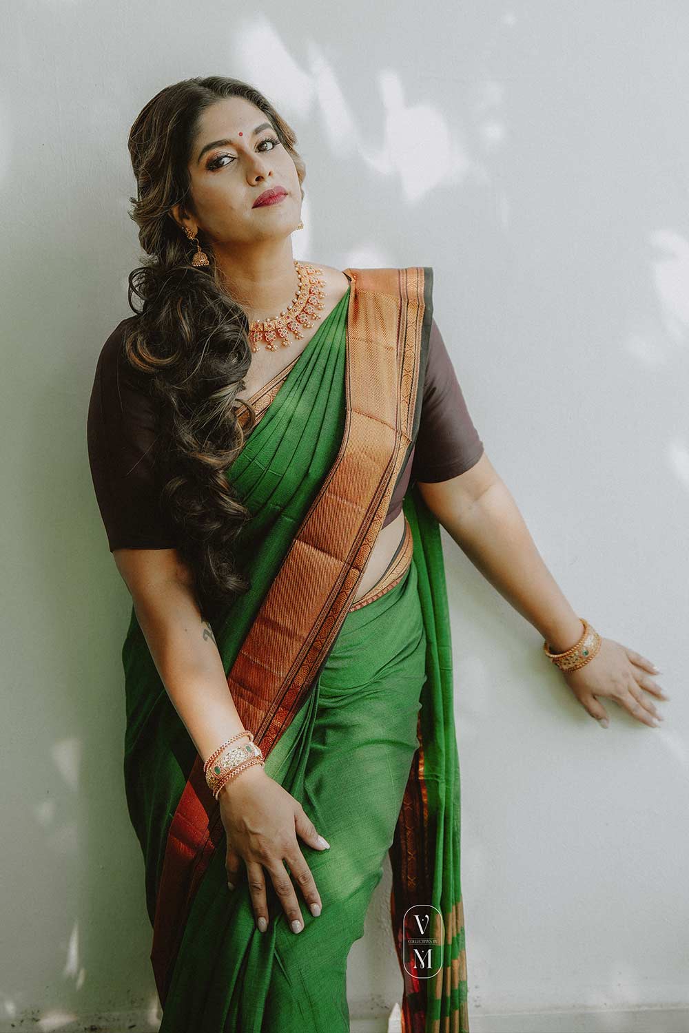 Narayanpet Handloom Peacock Green Saree