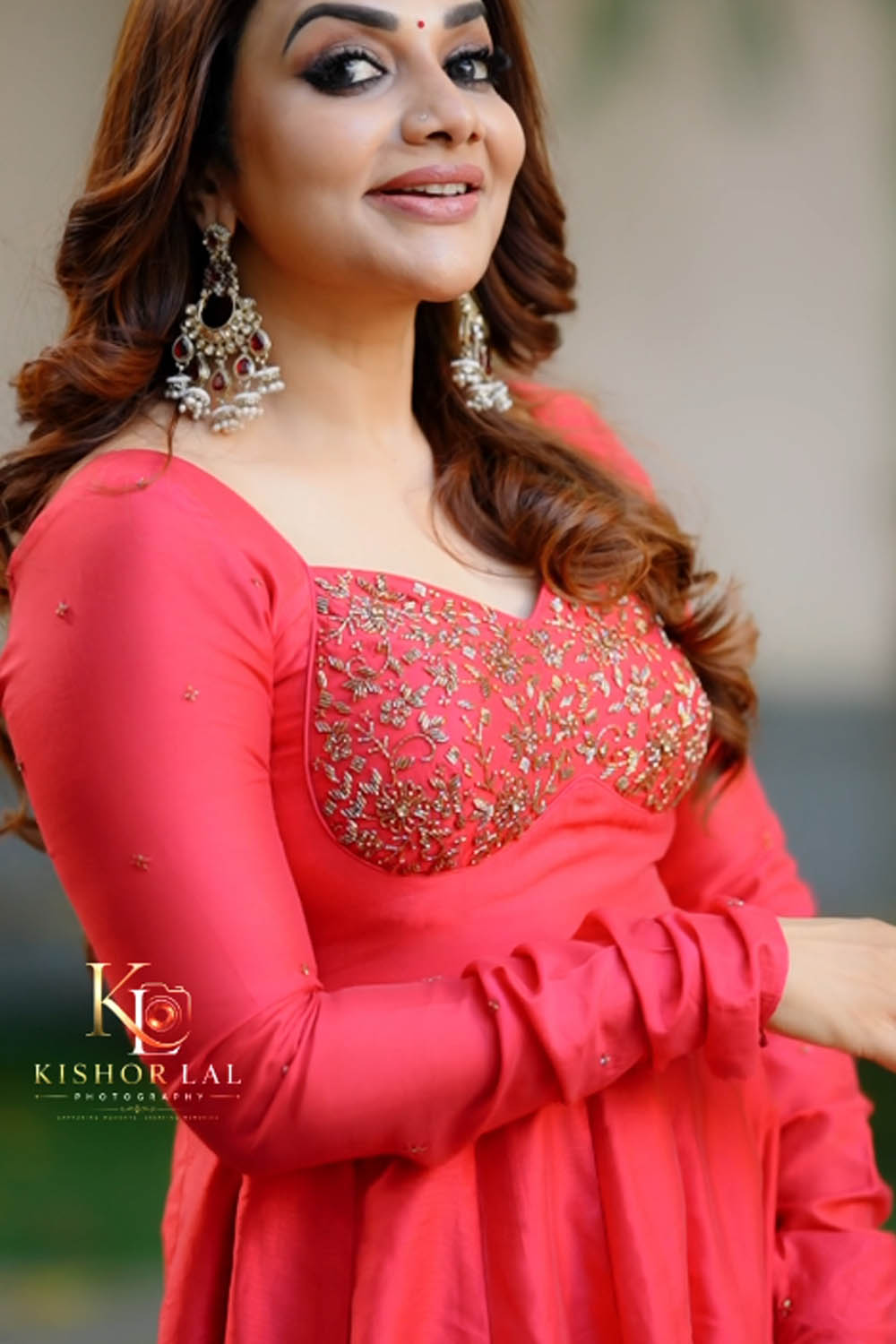 Red Chanderi Katori Cut Anarkali