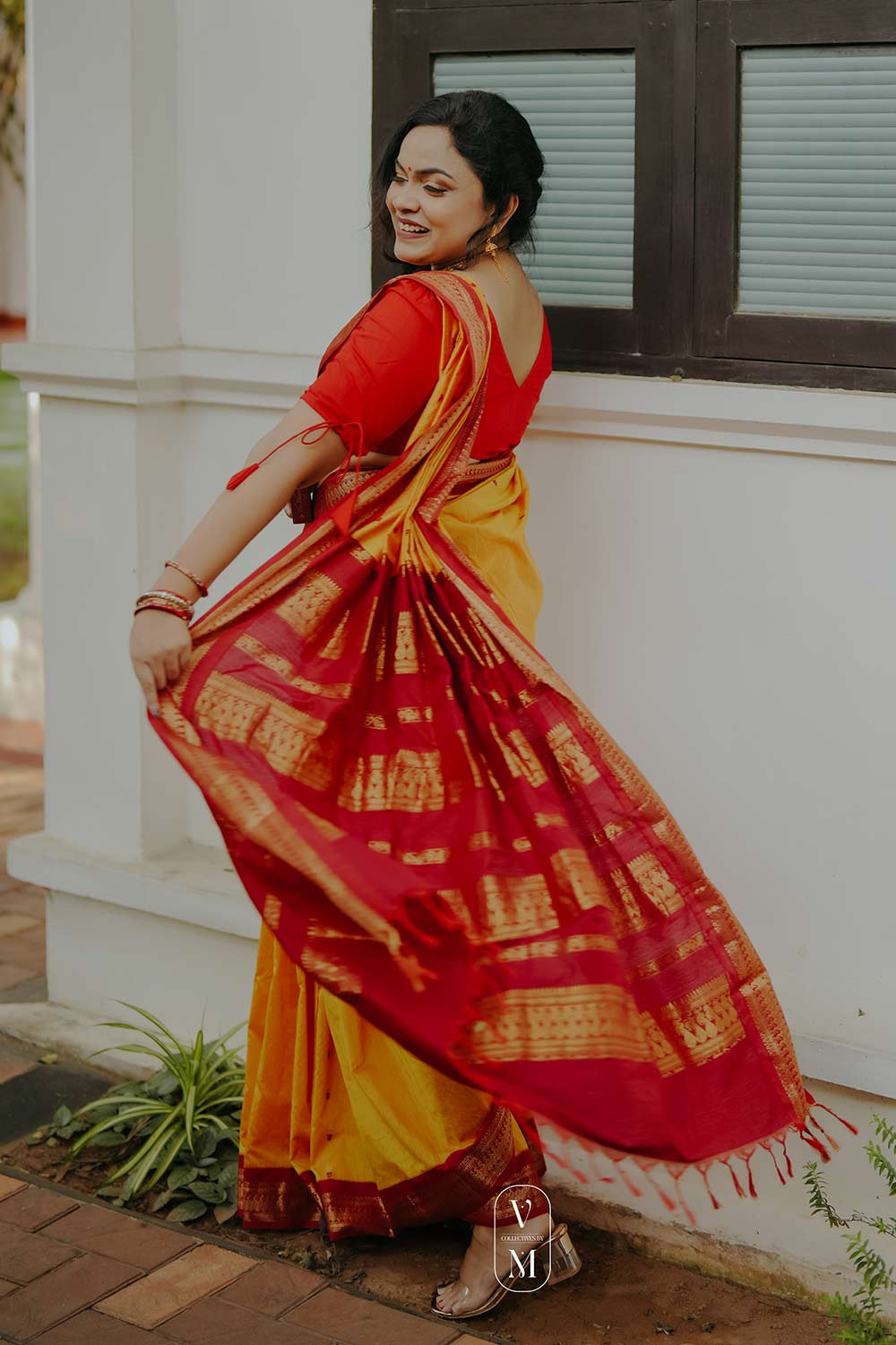 Gadwal Handloom Yellow Kalyani Cotton Saree