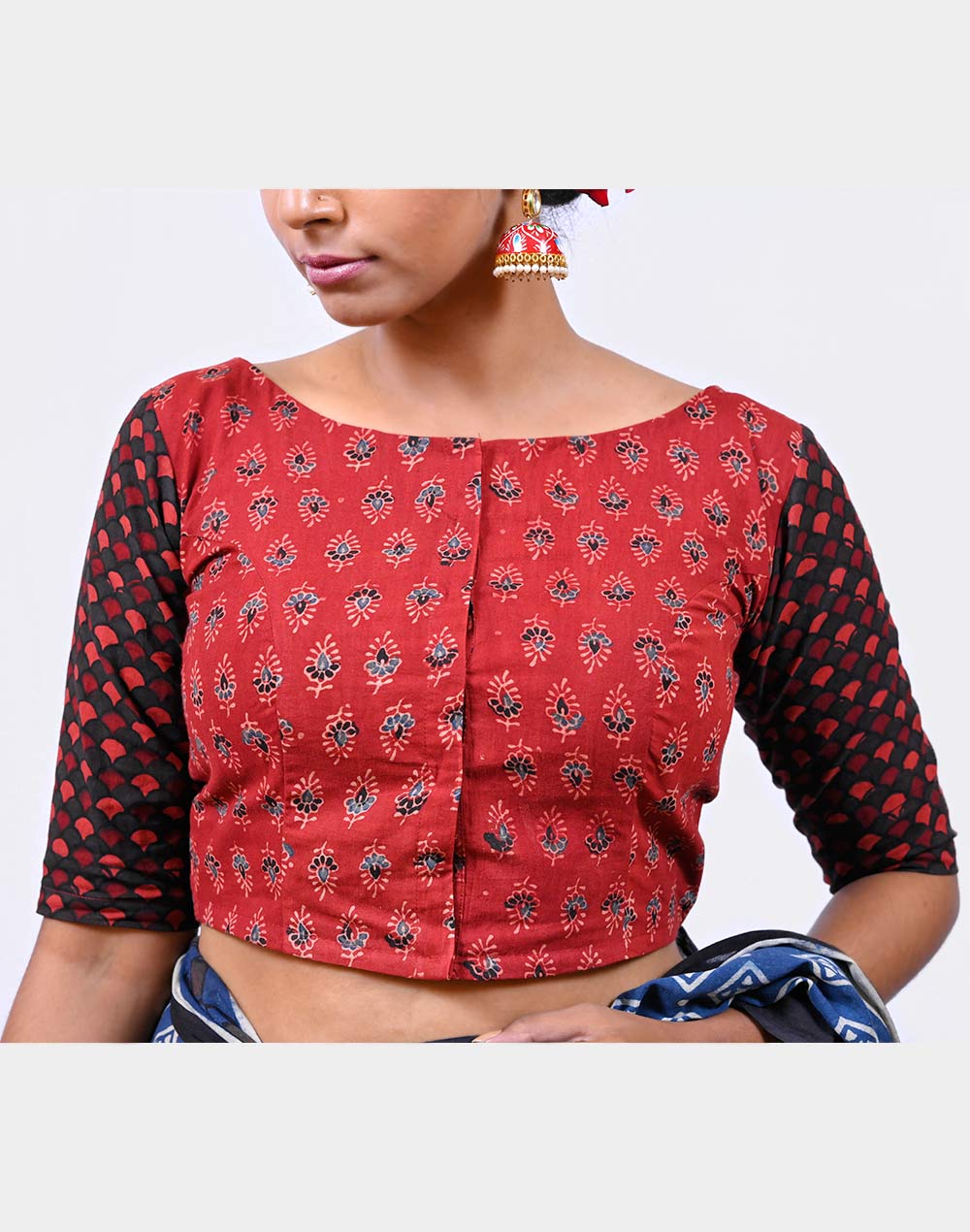 Ajrakh Printed Red Princess Cut Cotton Blouse - Byhand I Indian ...