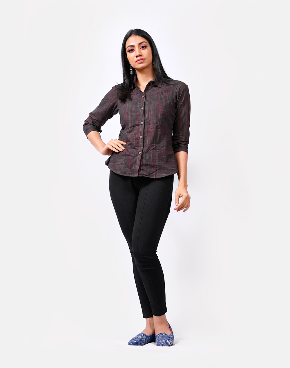 South Cotton Multi Shaded Princess Cut Shirt Byhand I Indian Ethnic Wear Online I Sustainable