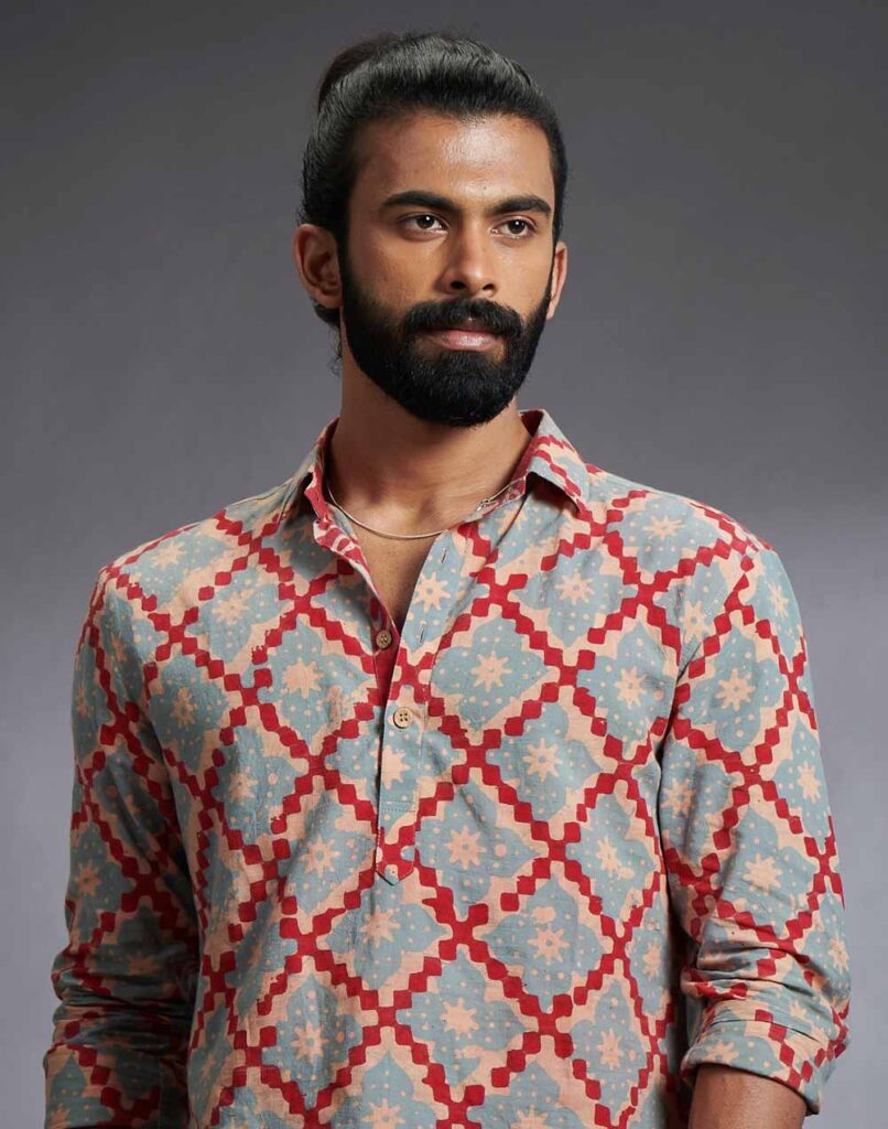 Cotton Batik Print Shirt Byhand I Indian Ethnic Wear Online I Sustainable Fashion I Handmade