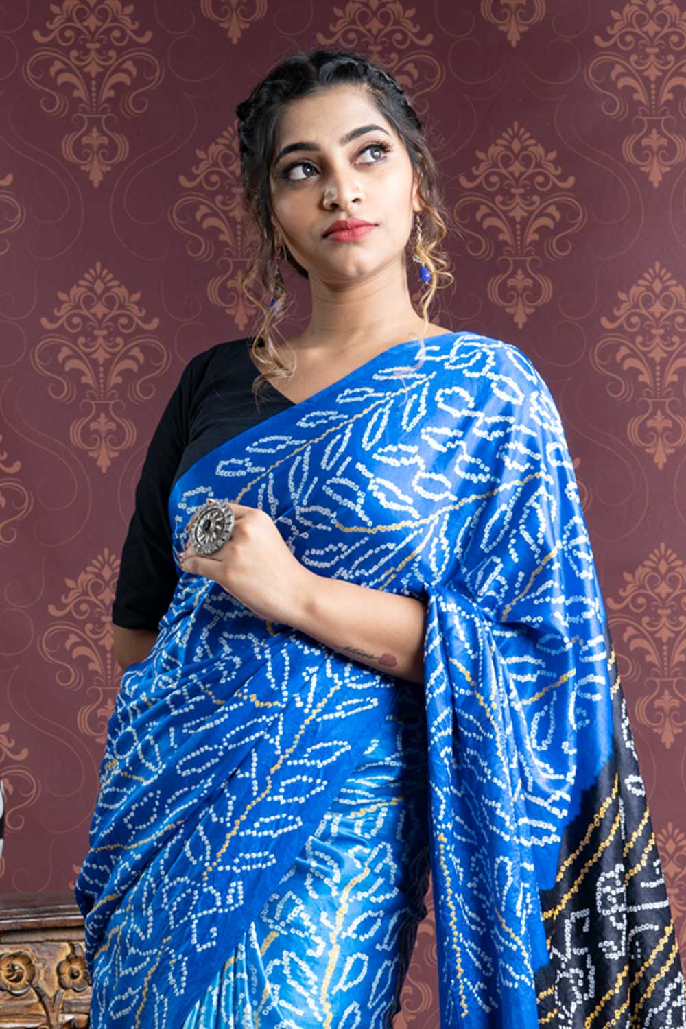 Bandhani Gaji Silk Shaded Blue Saree - Byhand I Indian Ethnic Wear ...