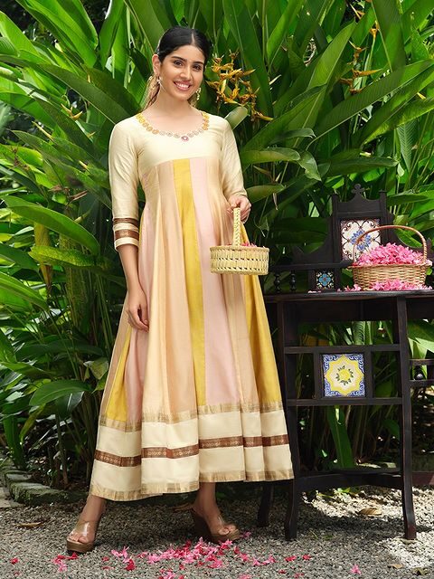 Gold Block Dress Set | Stylish dresses for girls, Dress indian style, Block  dress