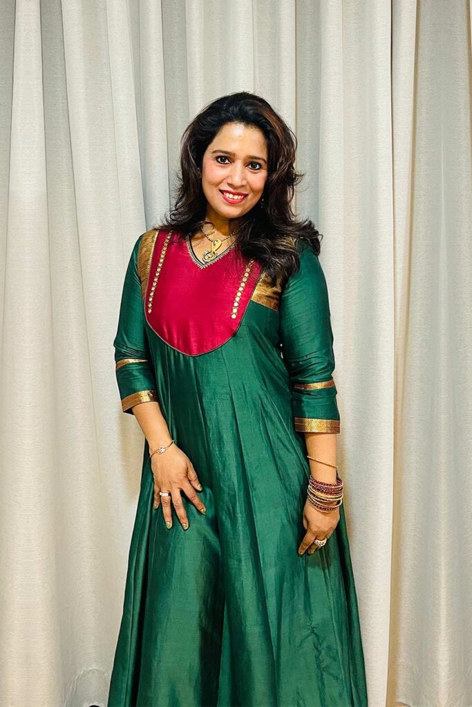 Green Chanderi Panel Anarkali with embroidery