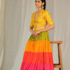 Yellow Banarasi Brocade Deep neck blouse - Byhand I Indian Ethnic
