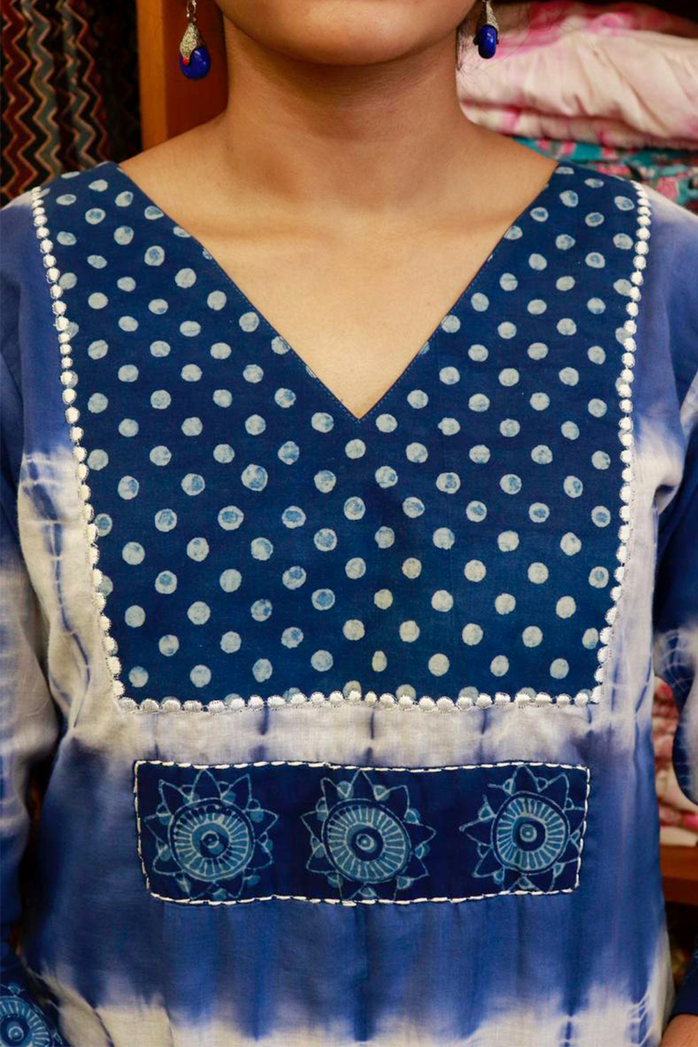 Mantra Dark Indigo Blue Checkered Cotton A Line Kurti | A line kurti, Long kurti  designs, New designer dresses
