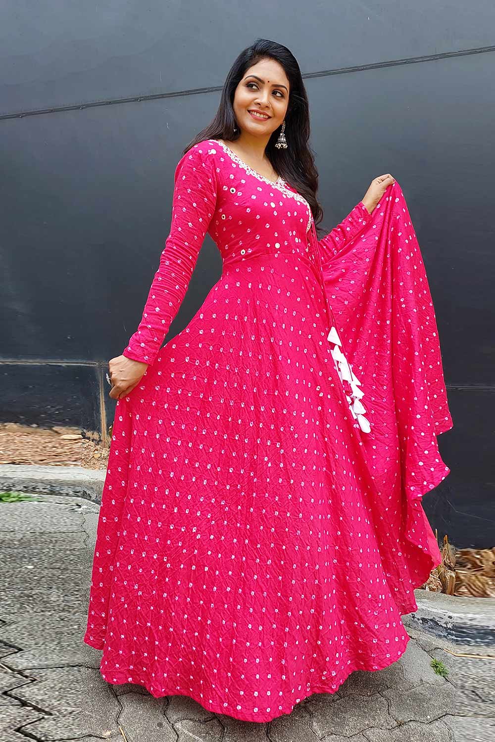 Buy Rani Pink Bandhani Anarkali Set , ,indian Wear,festive Wear,wedding Wear,bridemaids  Dress,womens Wear, Anarkali Set,girl Wear Online in India - Etsy