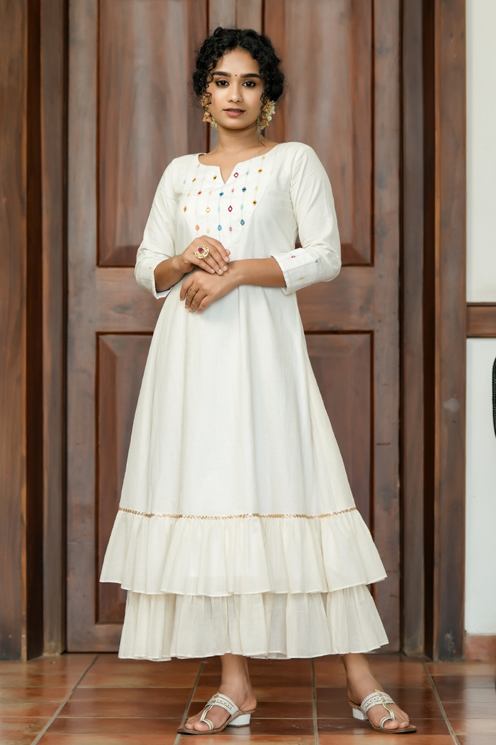 Women Embroidered Cotton Blend A-line White Kurta with Pant | Artisan Glory  | Fashion That Fits My Style