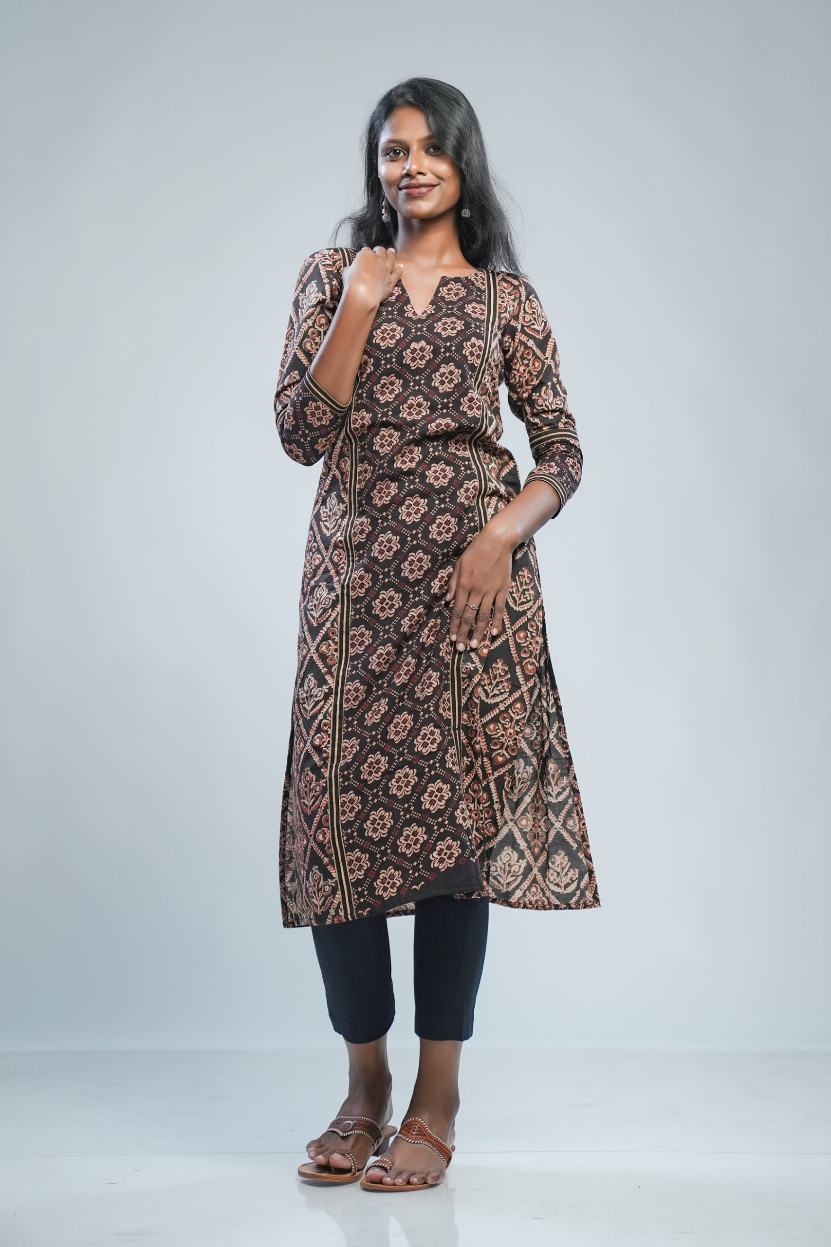 Aarvi Ajrakh Vol-1 Cototn Designer Kurti Pant With Dupatta Collection:  Textilecatalog